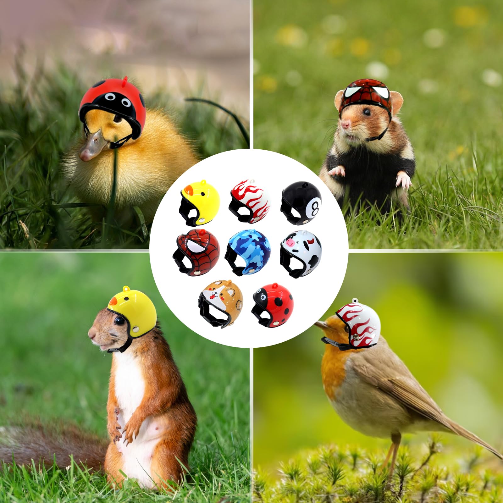 Ensemble Zaruatu de 8 styles de casques poulet, parfait pour photos et fêtes.