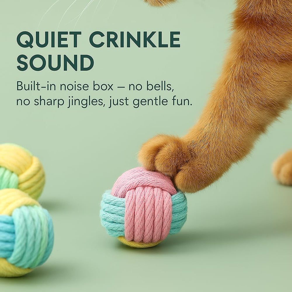 Zasle boules à mâcher chat texture corde coton – texture robuste et sûre.