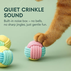 Zasle boules à mâcher chat texture corde coton – texture robuste et sûre.