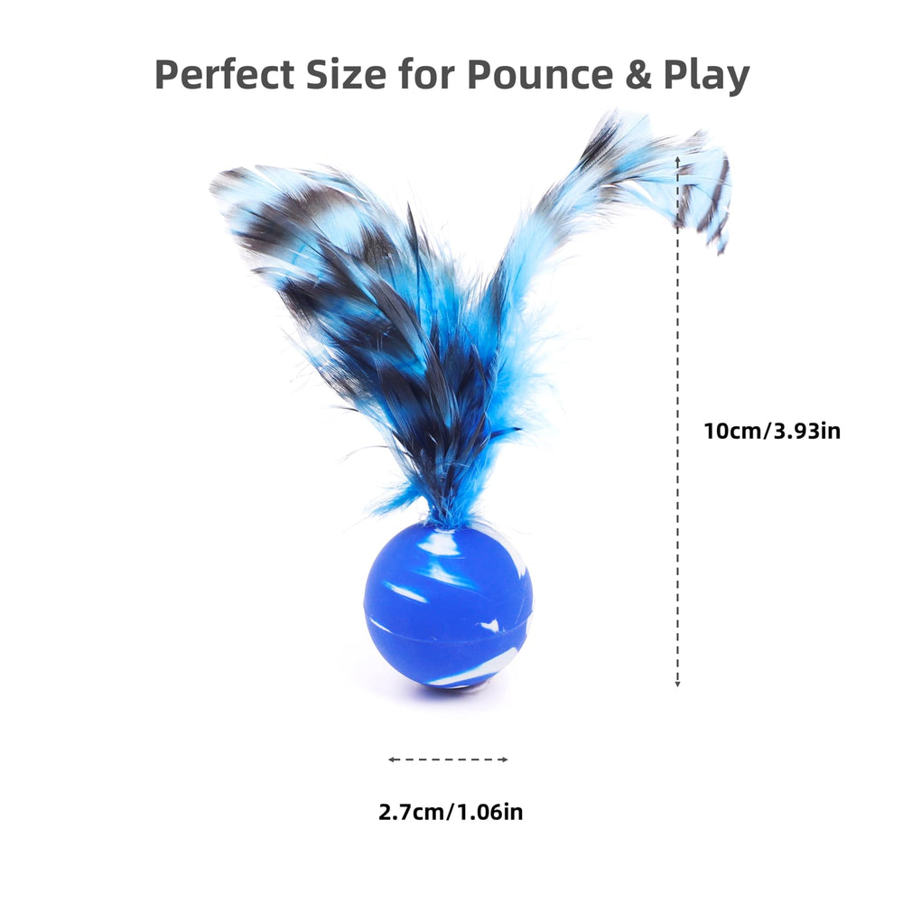 Balles plume bleu ZAYLUMO pour chats, stimulation visuelle et activité continue.