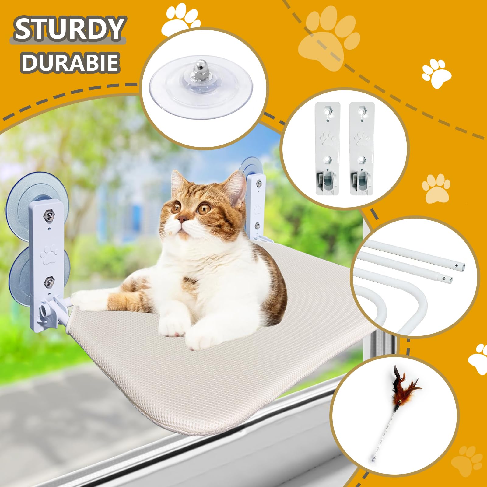 Jouet baguette avec ventouse pour chat sur le perchoir.