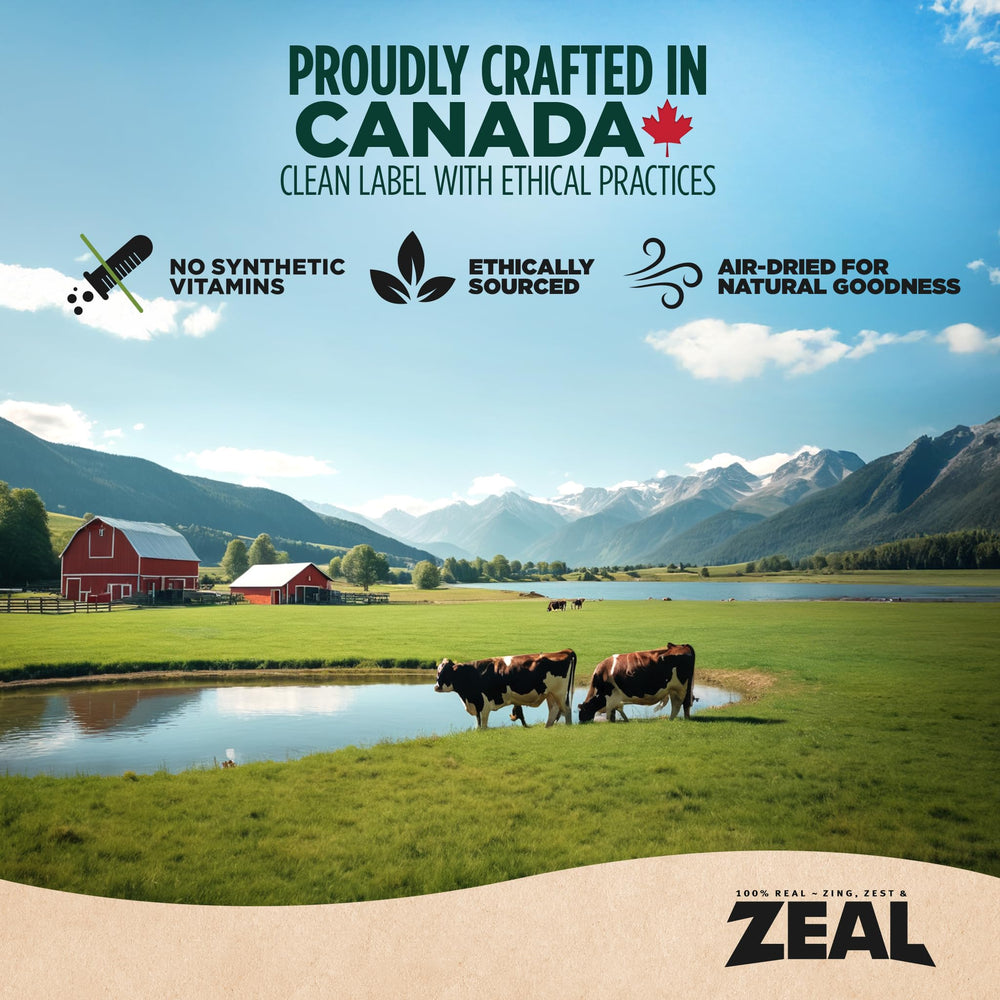 ZEAL bœuf-canada-ingredients-naturels : produit canadien avec ingrédients naturels.