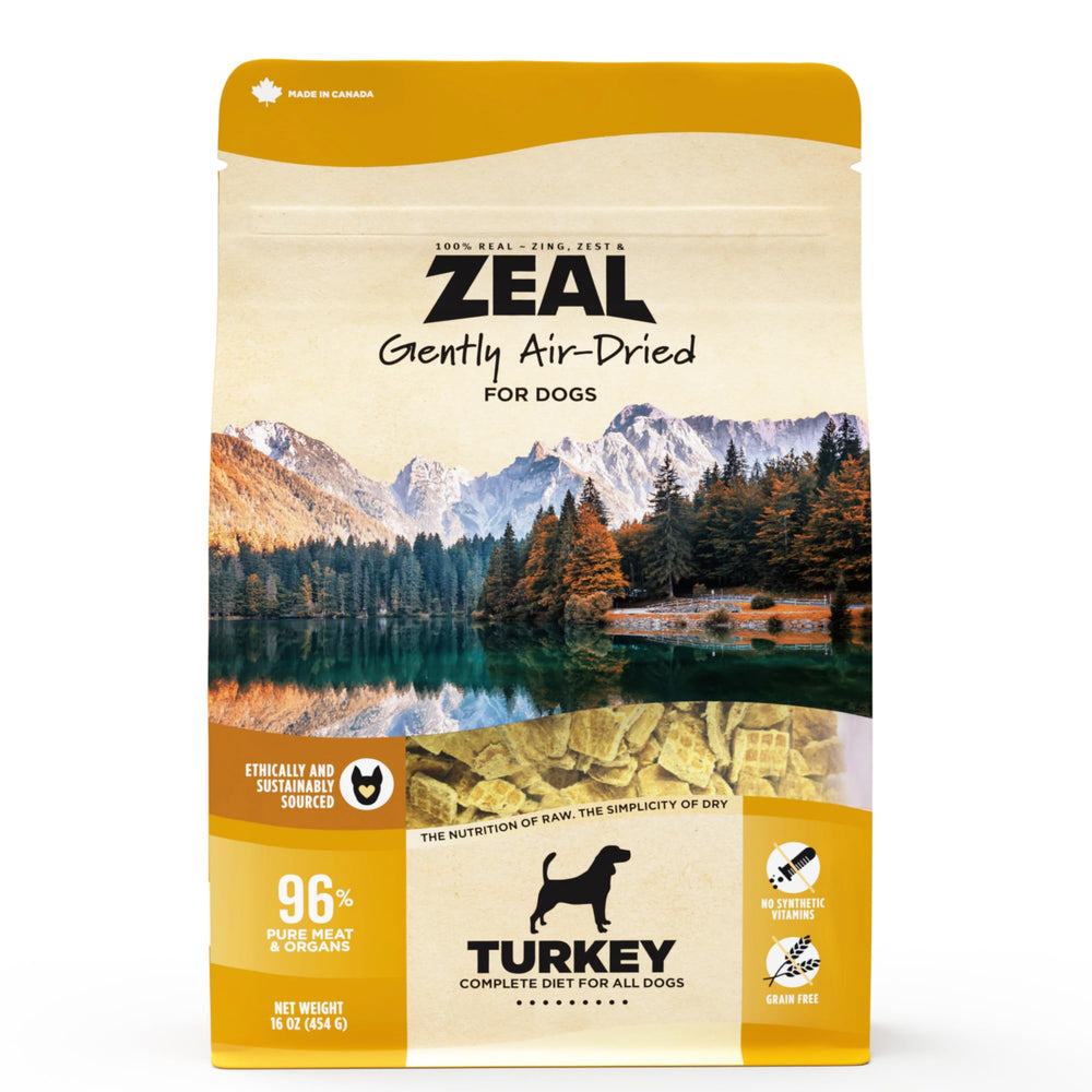 ZEAL Canada Dinde Air-Séché – protéine élevée pour chiens actifs.