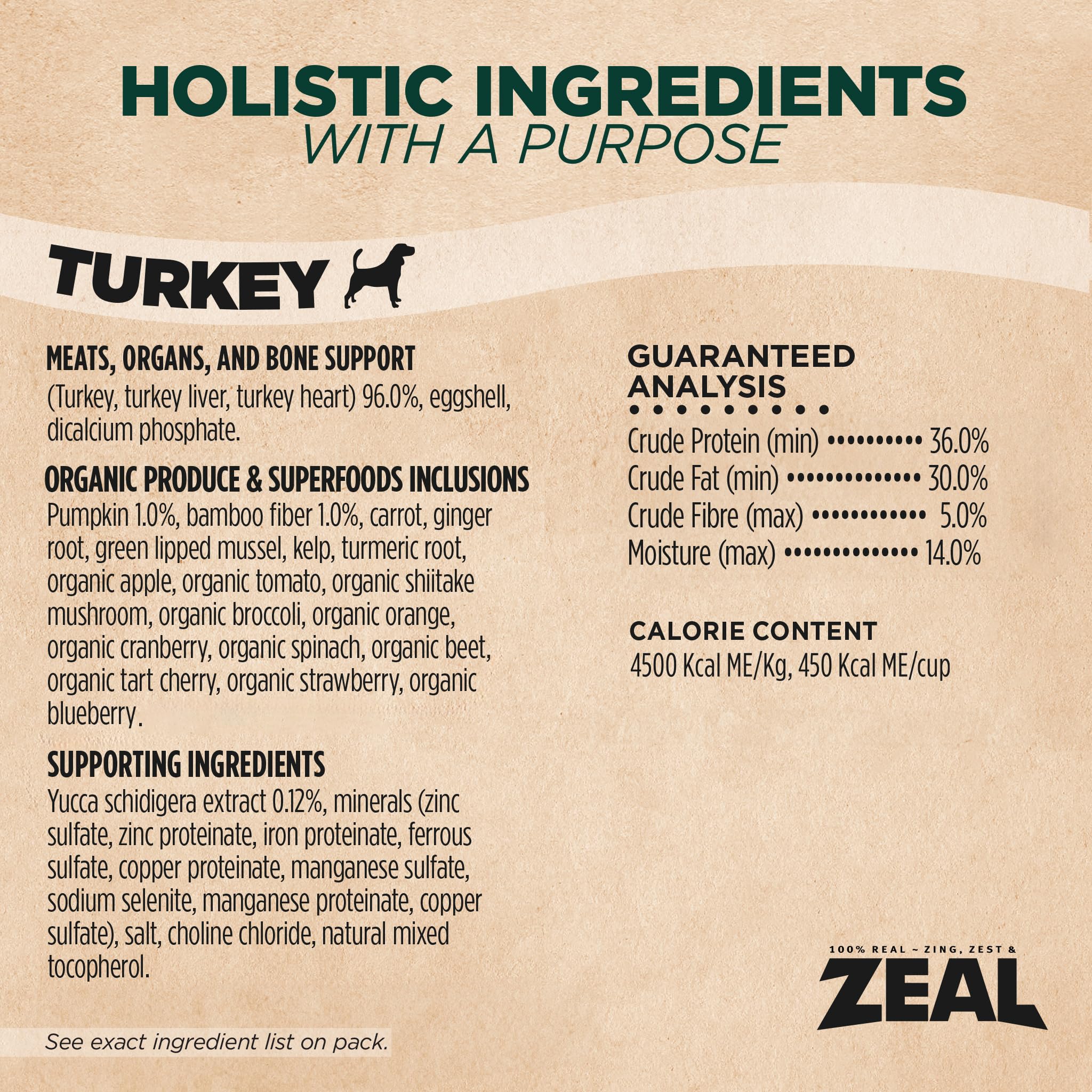 ZEAL Canada Dinde Air-Séché – citrouille, pommes et myrtilles pour l’immunité.