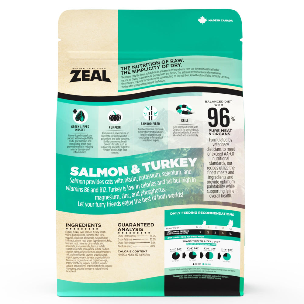 ZEAL Chat protéines saumon-dinde pour une nutrition équilibrée.