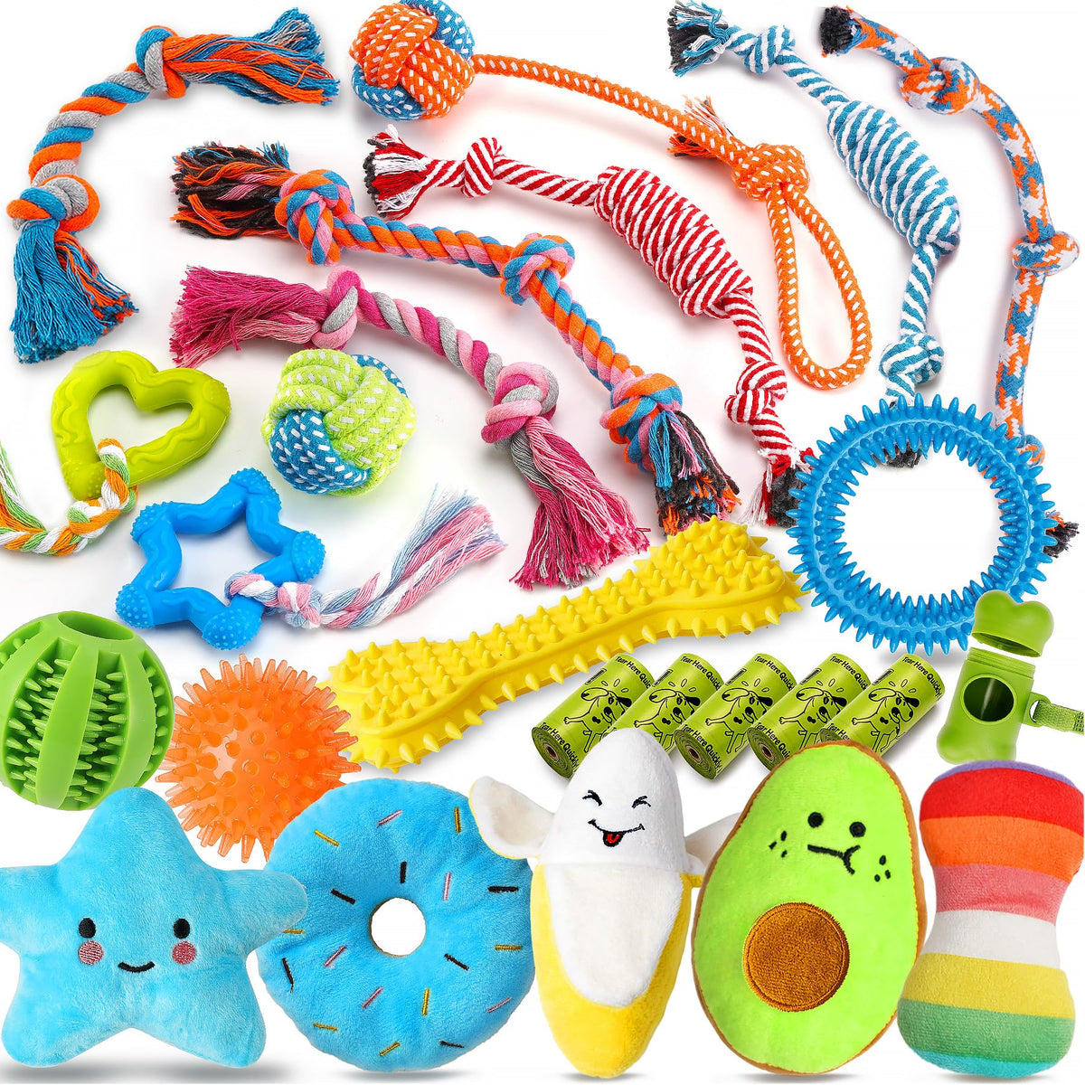 Zeaxuie ensemble 25 jouets en corde pour chiot favorisant l'interactivité.