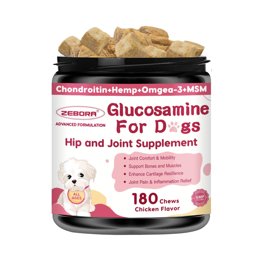 ZEBORA Glucosamine pour chiens en bouteille, soutien possible des articulations.