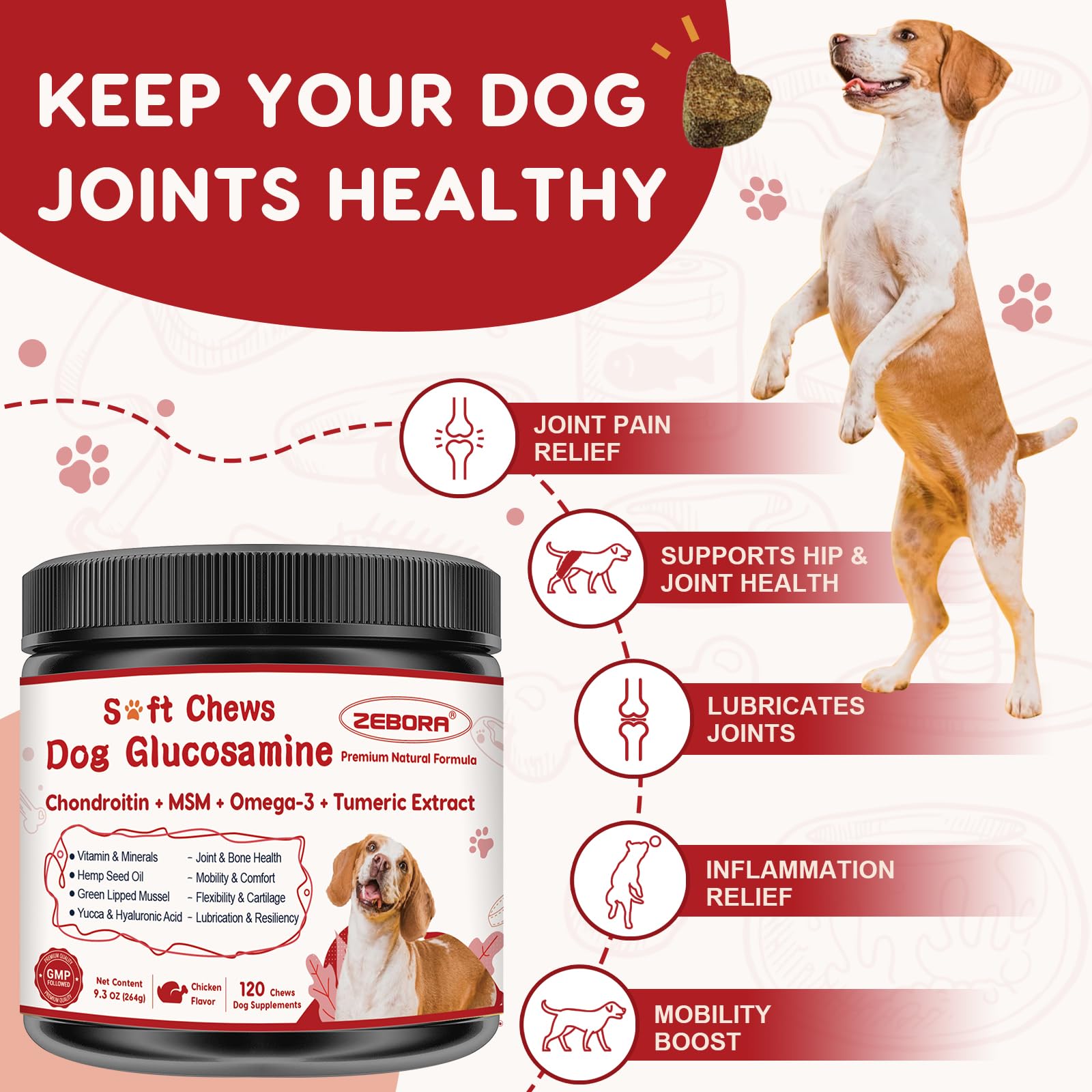 Gros plan sur les friandises molles Zebora pour chiens