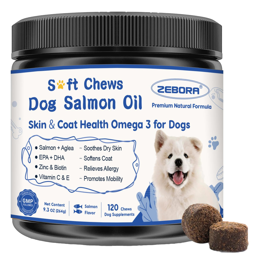 ZEBORA huile saumon chien - bouteille: apporte des oméga pour peau et pelage sains.