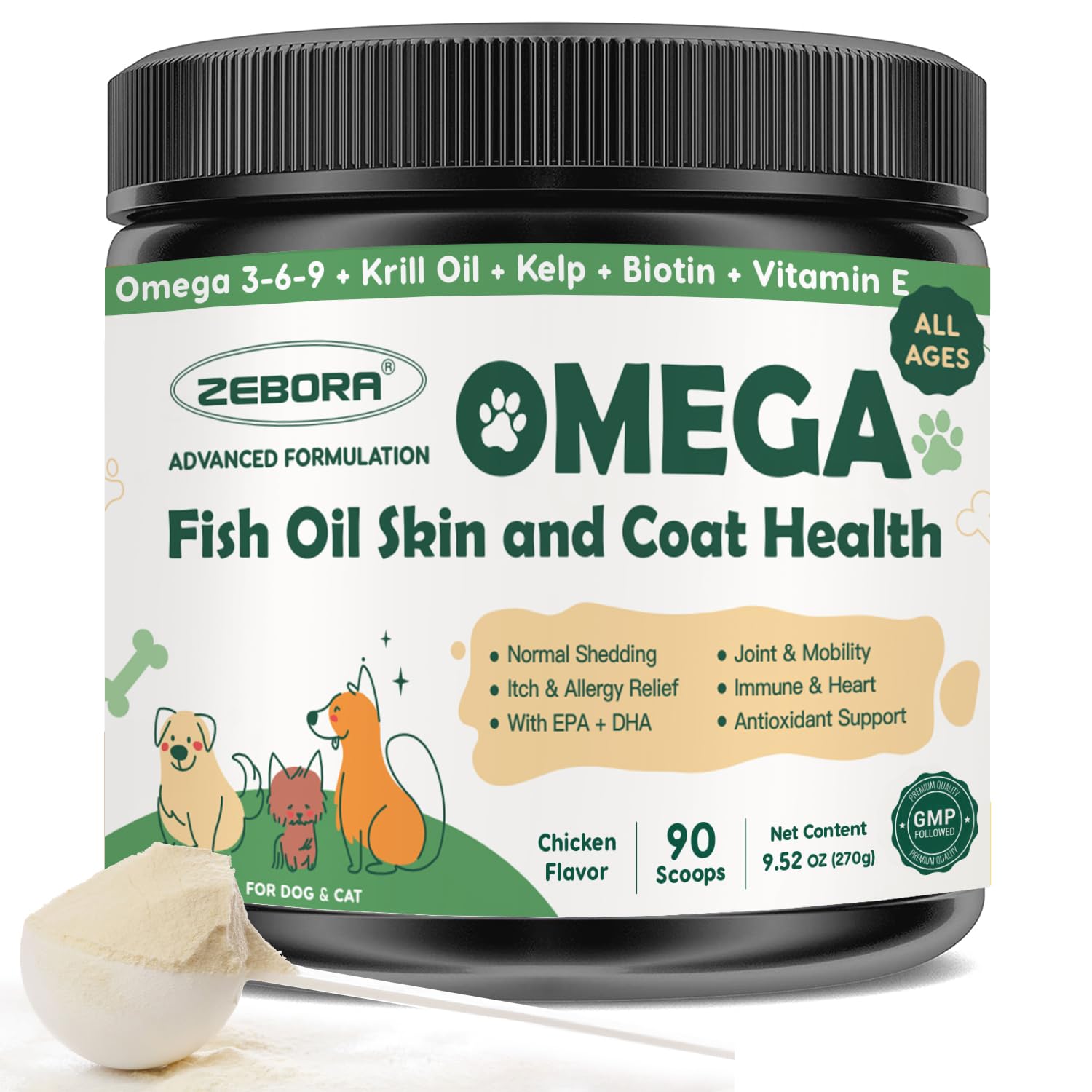 ZEBORA Omega3 poisson sauvage bouteille: soutien peau et pelage sains.