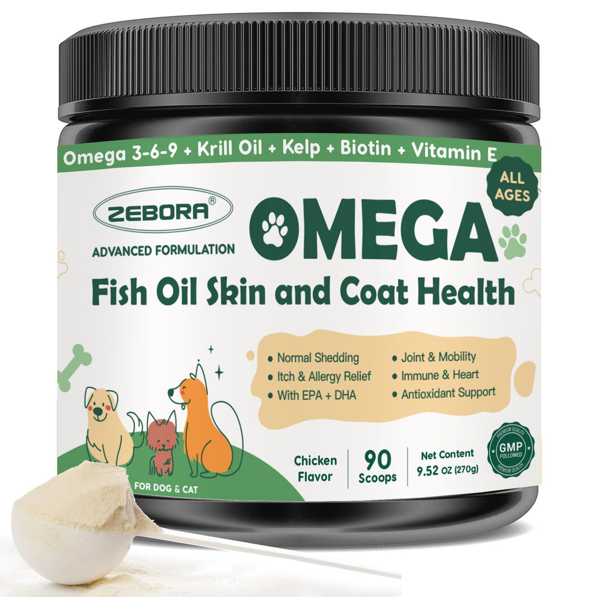 ZEBORA Omega3 poisson sauvage bouteille: soutien peau et pelage sains.