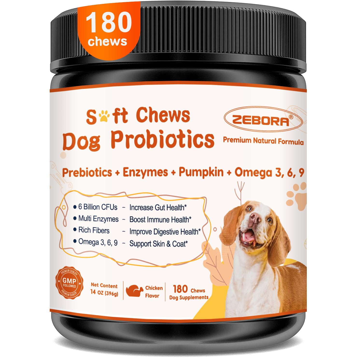 ZEBORA Probiotiques – bouteille: soutien digestif durable pour chien