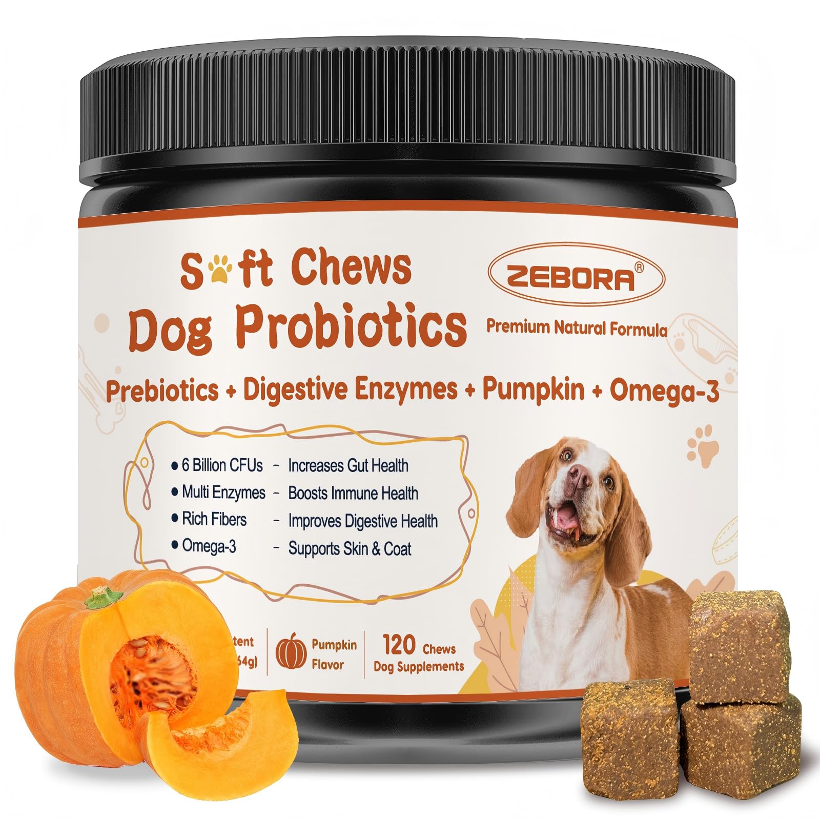ZEBORA Probiotics pour chiens — emballage clair et pratique pour l’achat