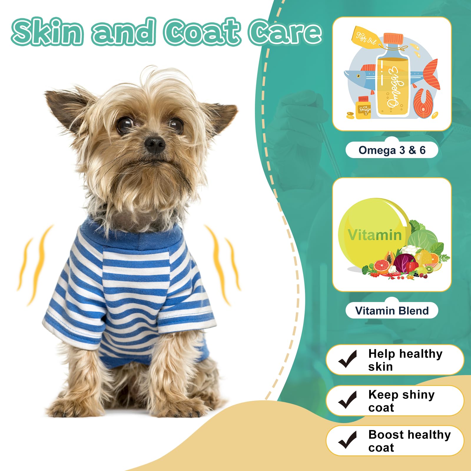 ZEBORA Probiotiques pour chiens – oméga-3 et oméga-6 pour la peau et le pelage.