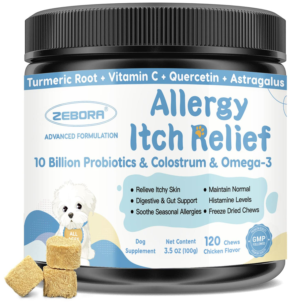 ZEBORA relief allergies chien probiotiques soutient le microbiote et la peau.