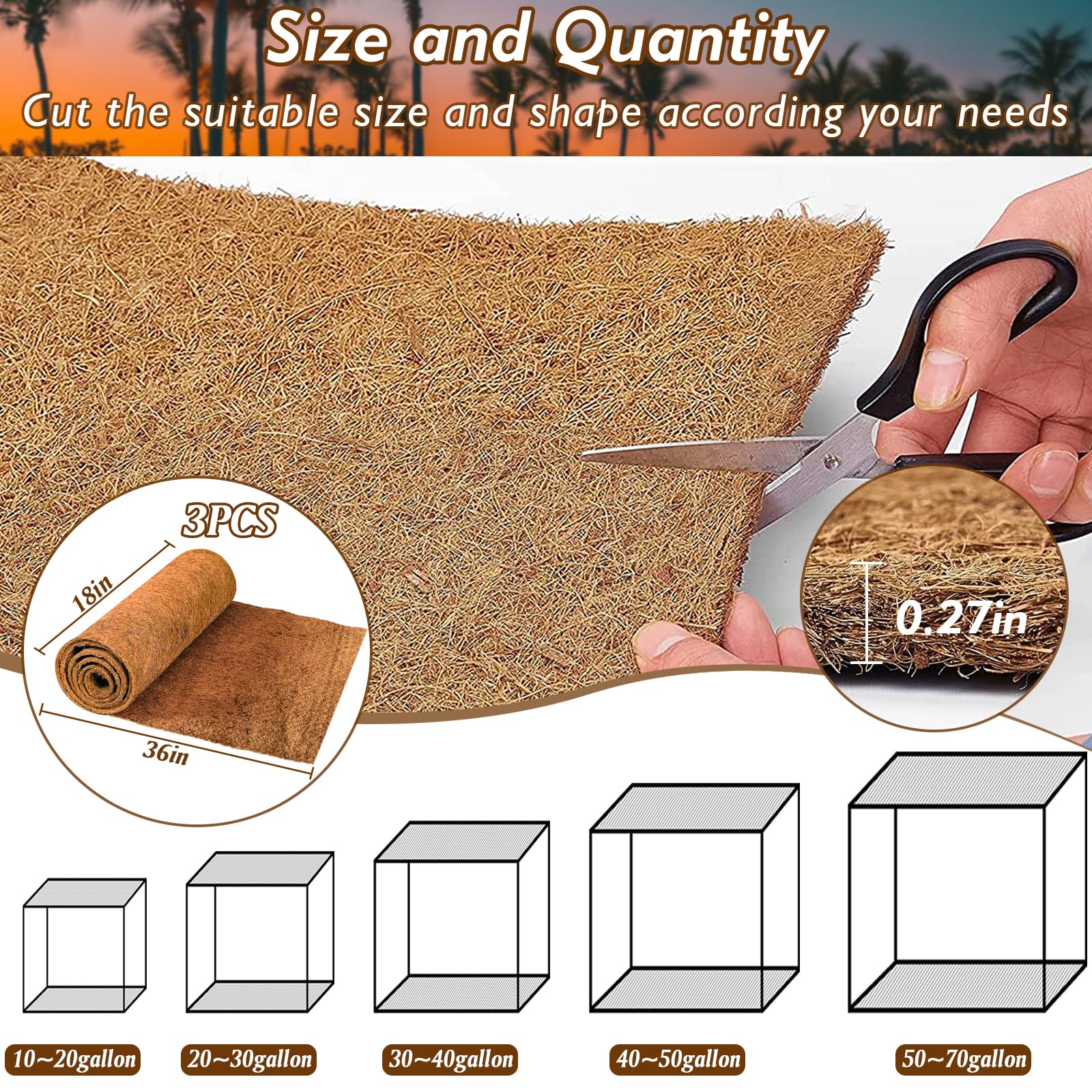 ZeeDix trois rouleaux fibre coco reptile, solution polyvalente pour aménagement.
