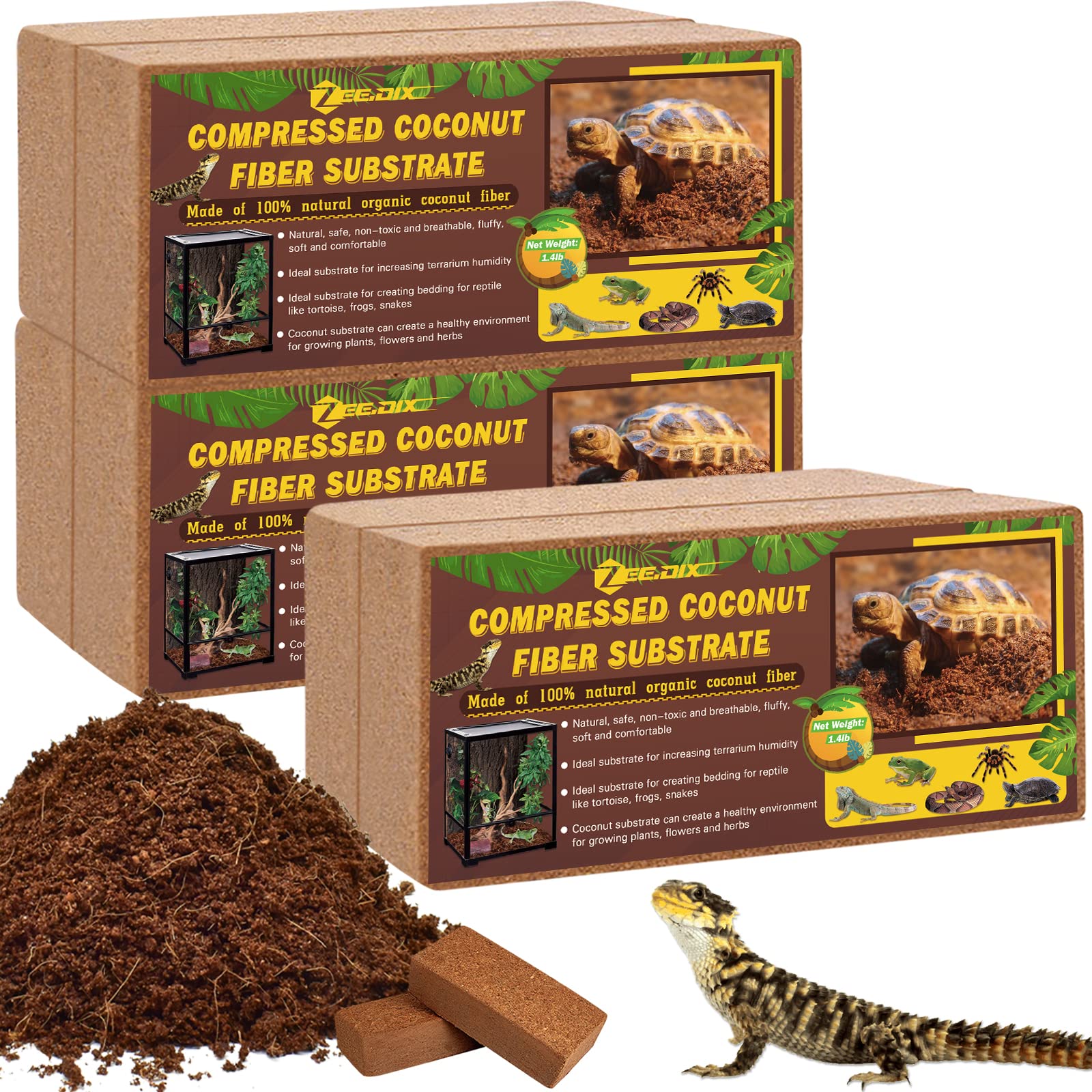 Brique ZeeDix en fibre de coco gonflée après immersion, litière douce pour animal.