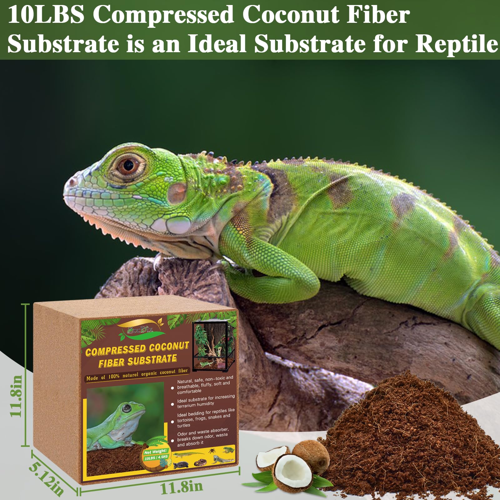 ZeeDix Substrat Coco Fibre 10L, briquette trempée prête à expansion et utilisation.