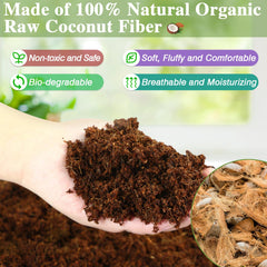 ZeeDix Substrat Coco Fibre 10L, lit terrarium naturel prêt à accueillir les animaux.