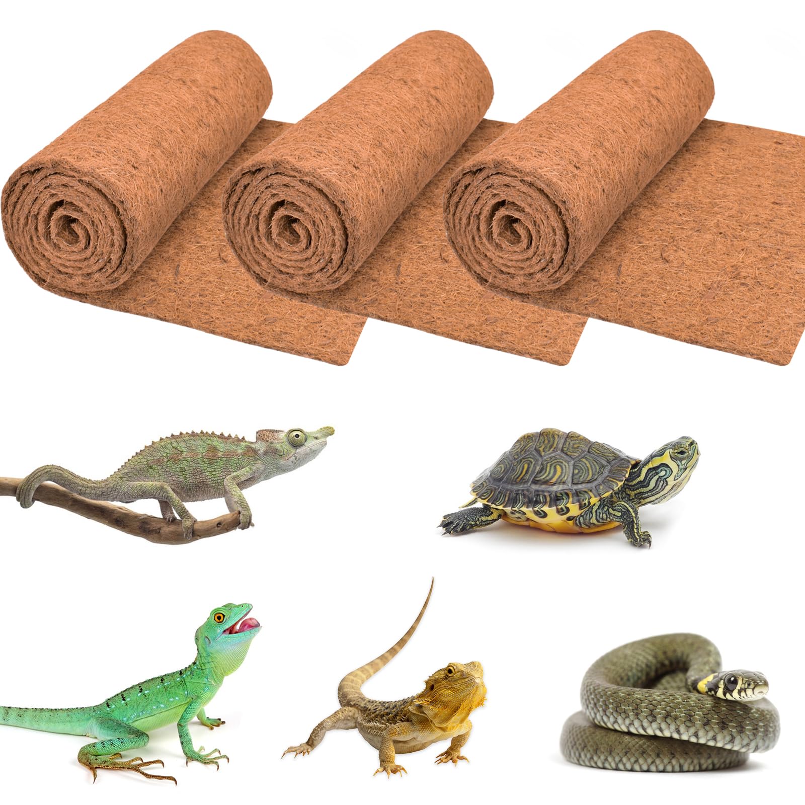 ZeeDix Tapis coco réptile en rouleaux 24x48, pratique pour terrarium.