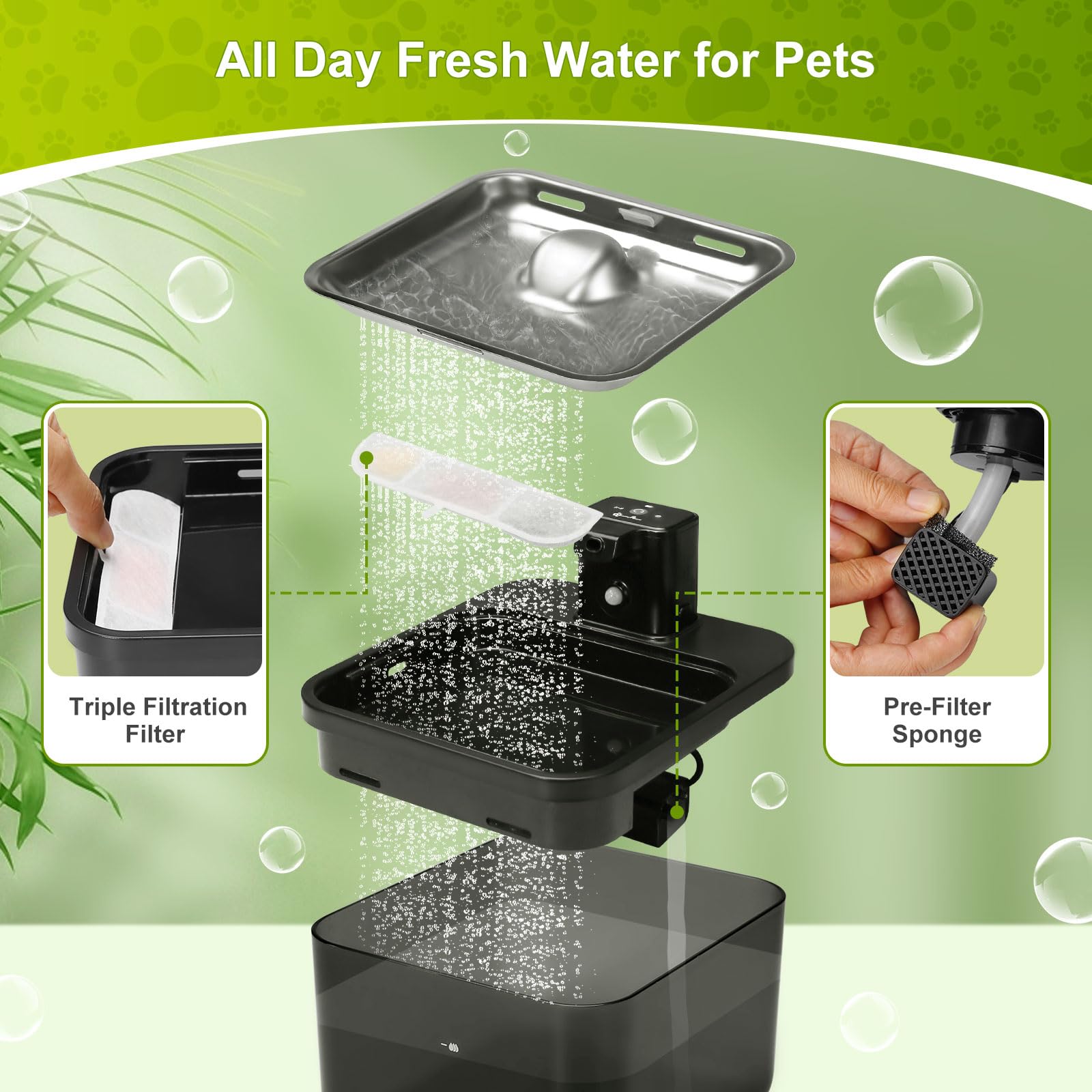 Mousse pré-filtre dense qui retient les particules fines pour une eau limpide.