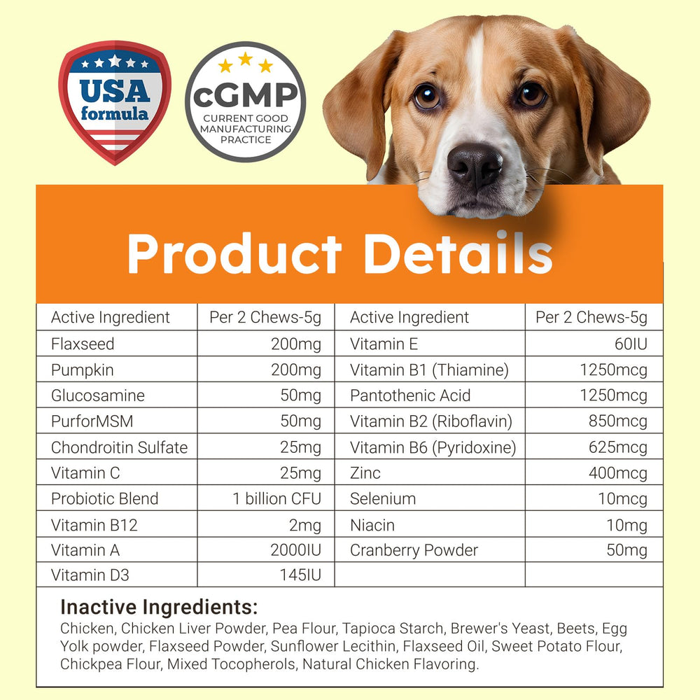 ZENO Chien – oméga-3 et probiotiques pour une santé générale.