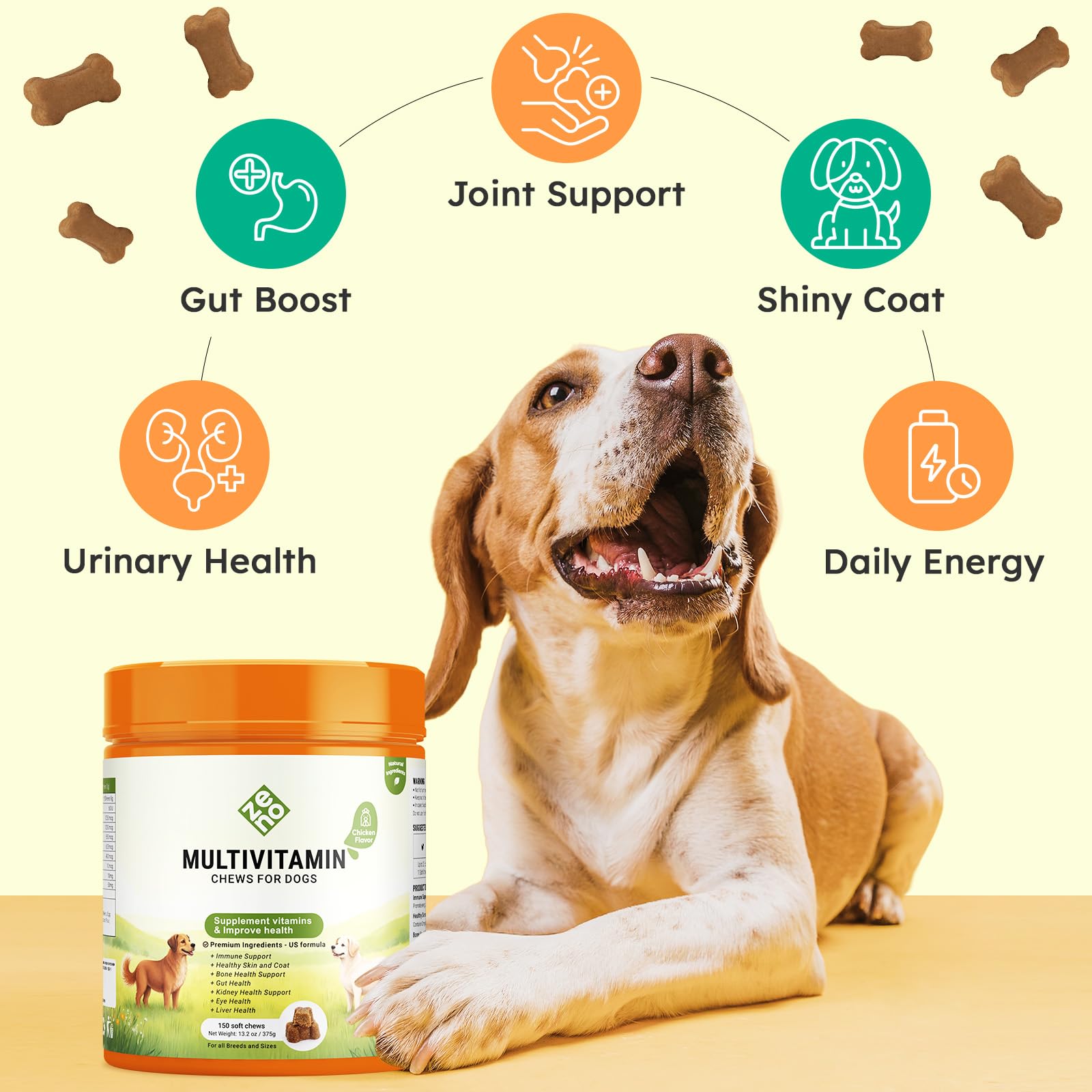 ZENO Chien – peau et poil plus sains avec des nutriments essentiels.