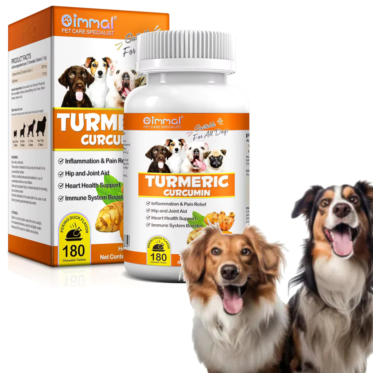 Zenpaws Curcumine pour chien, tablettes 180, soutien articulaire et mobilité.