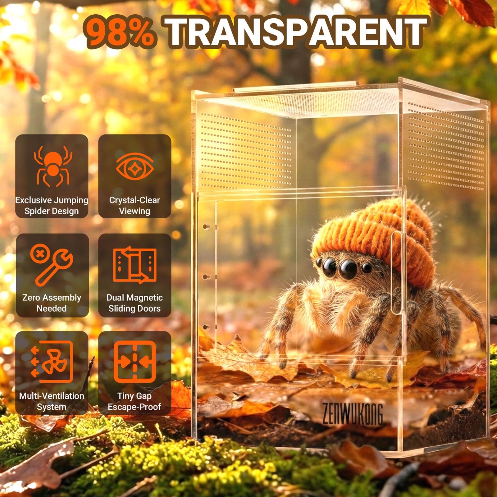 ZENWUKONG terrarium 6x6x9 avec aeration 360 pour une atmosphere stable.