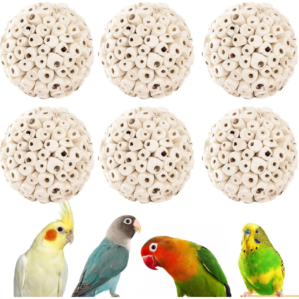 Zephyriel Balles Sola pack 6, vue générale, stimule le forage et le jeu chez les oiseaux