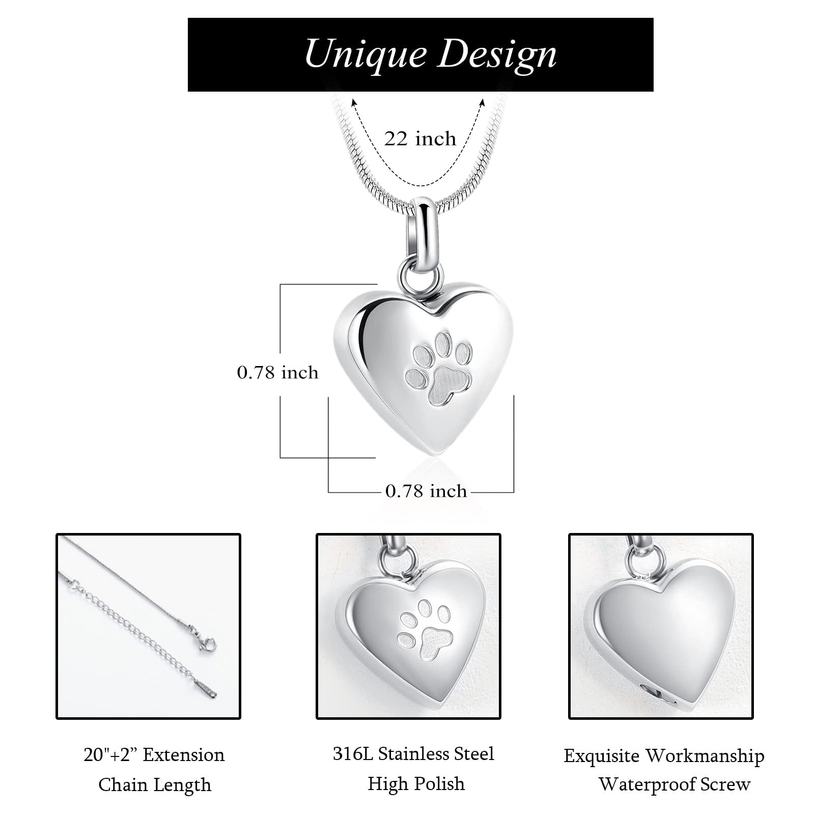 Zeqingjw chaîne-pendent-memoire argent: porté près du cœur.