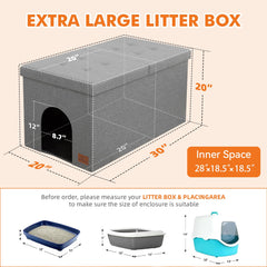 Zerbuger boite-litiere chat avec couvercle pivote gris clair