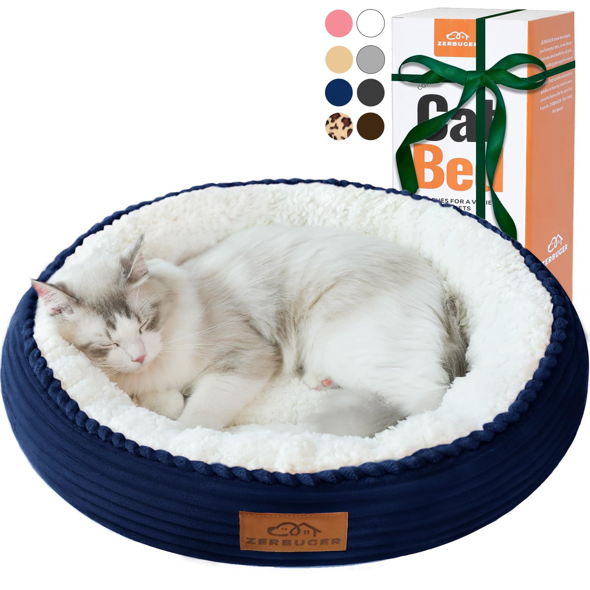 Zerbuger coussin-donut chat 20in bleu marine, repos moelleux.