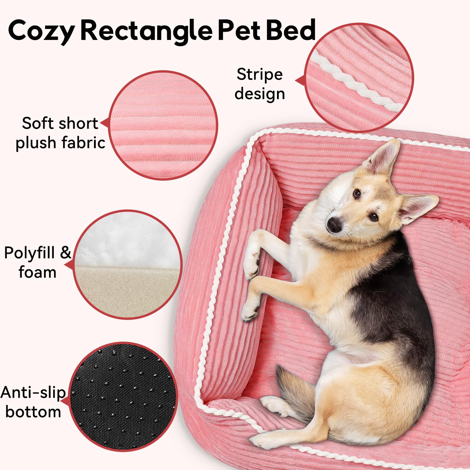 Coussin rose Zerbuger pour chien moyen, parfait pour les siestes après les promenades.