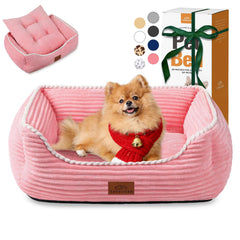 Coussin orthopédique Zerbuger pour chien moyen, rose, vue générale et confort.