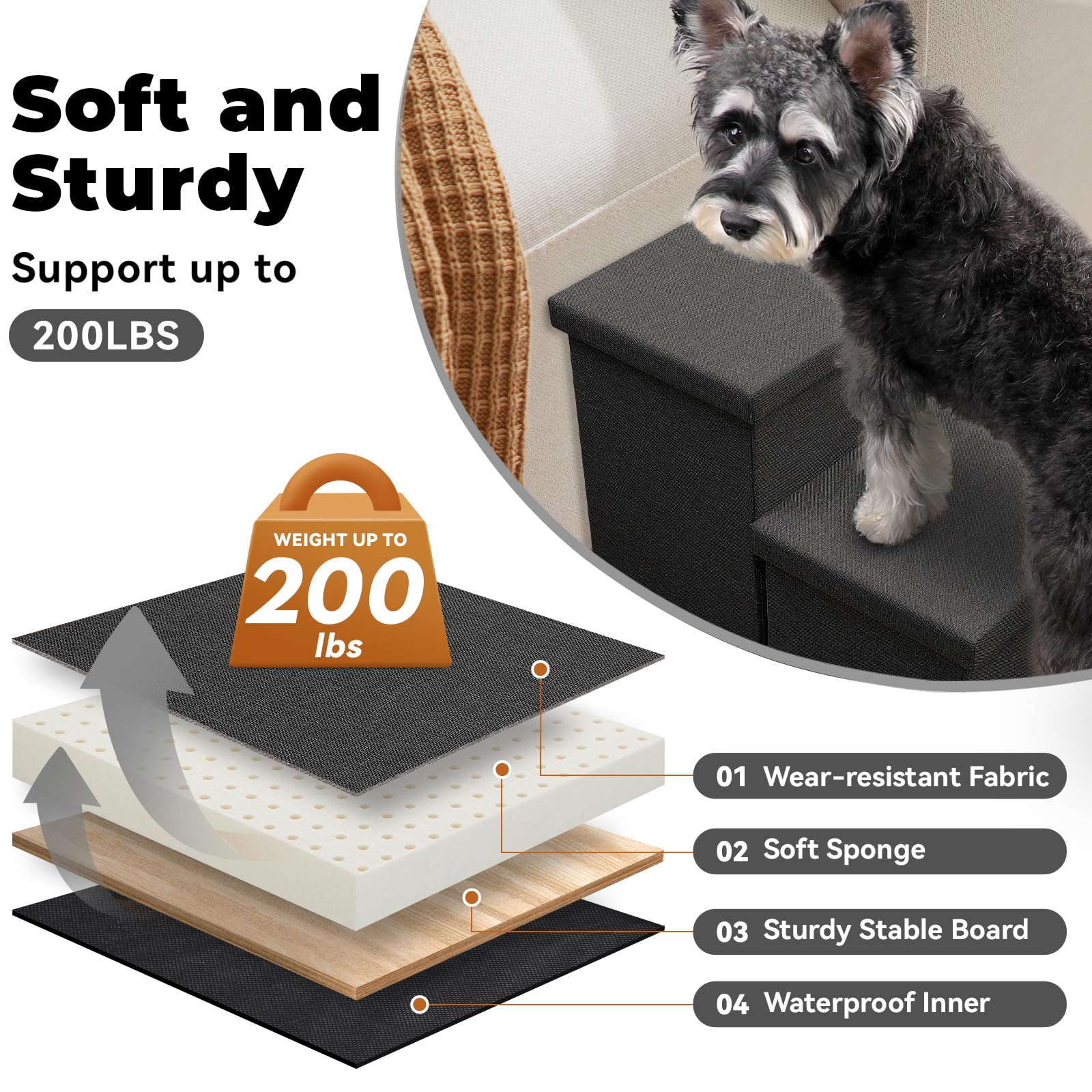 Zerbuger escaliers chien anti-dérapant, base stable pour sécurité domestique.