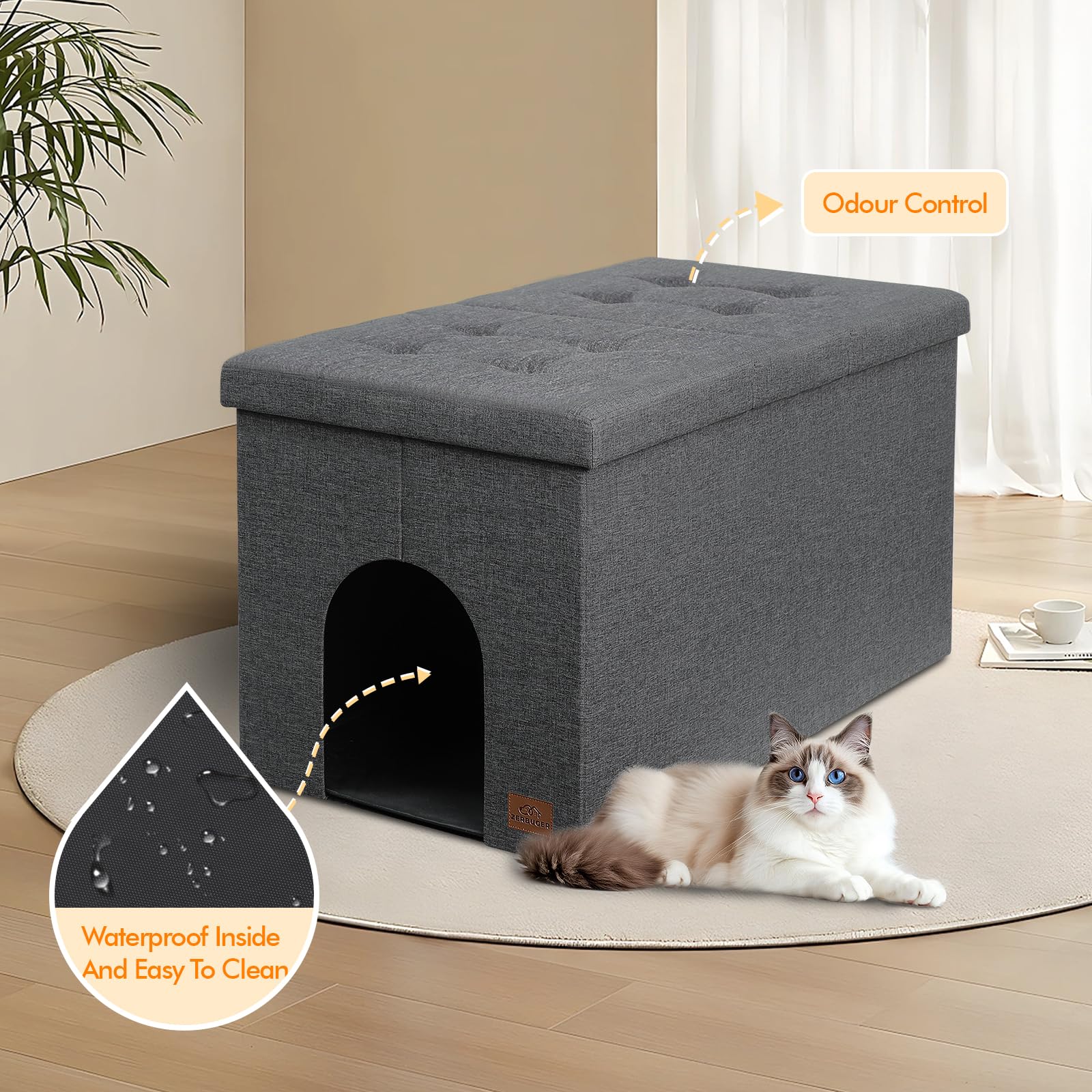 Zerbuger Litière Chat Grand Espace 30x20x20: espace suffisant pour bouger et creuser