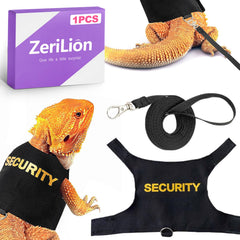 Le harnais ZeriLion pour dragon barbu ajustable assure une tenue sûre et confortable lors des balades.