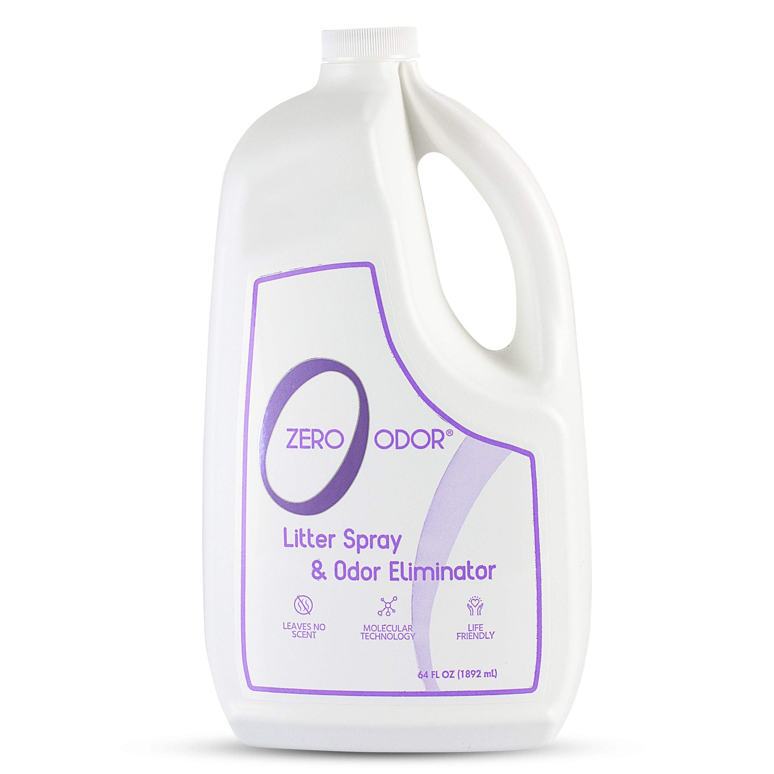 Zero Odor – bouteille 64oz pour litière, réduction efficace des odeurs.