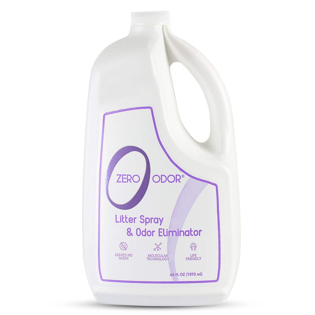 Zero Odor – bouteille 64oz pour litière, réduction efficace des odeurs.