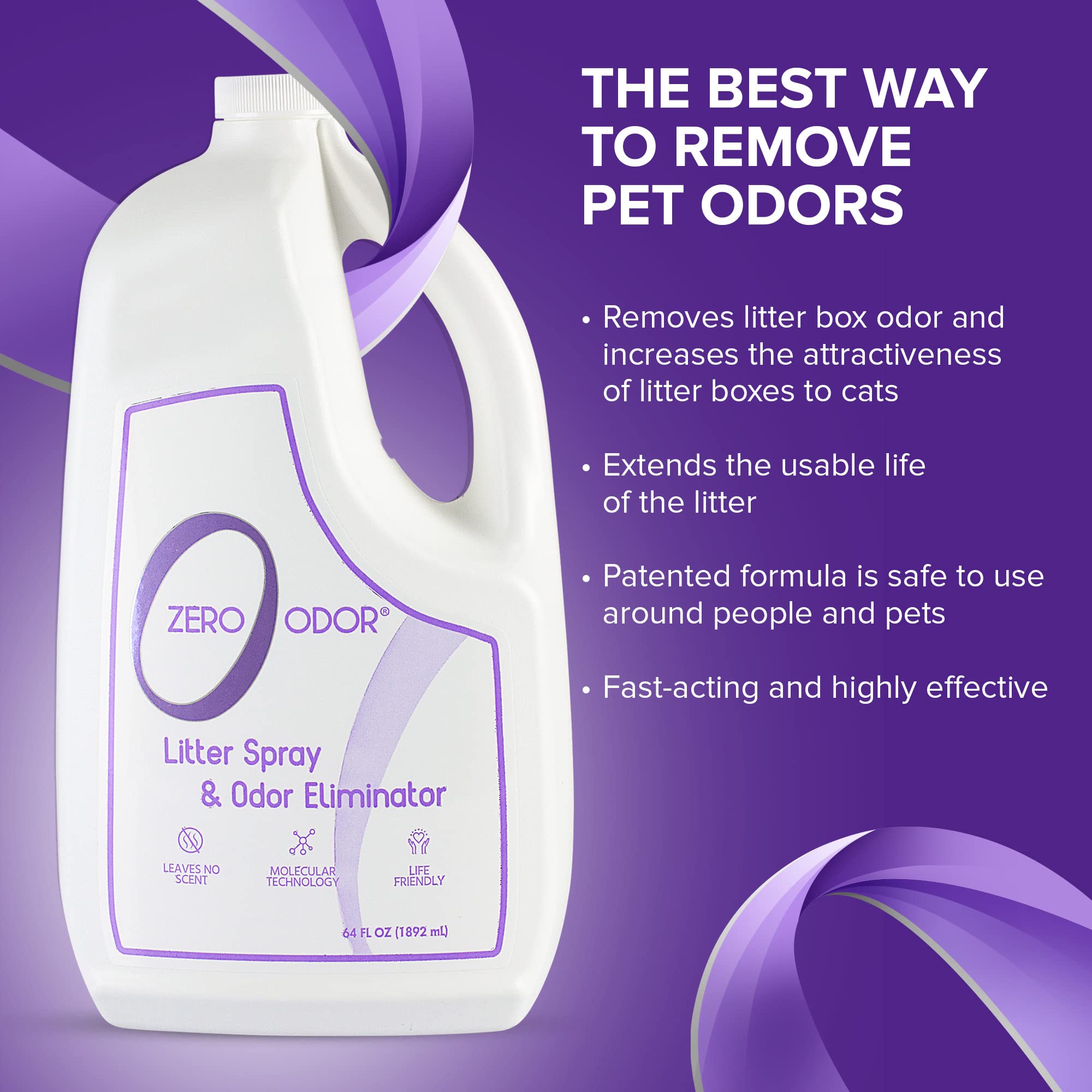 Zero Odor – pour litière argile et clumping, entretien facilité.