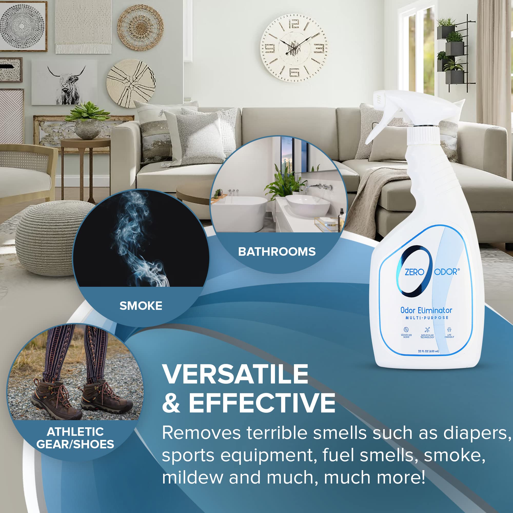 Zero Odor élimination-odeurs-salle-de-bain: purifie l’air et les surfaces.