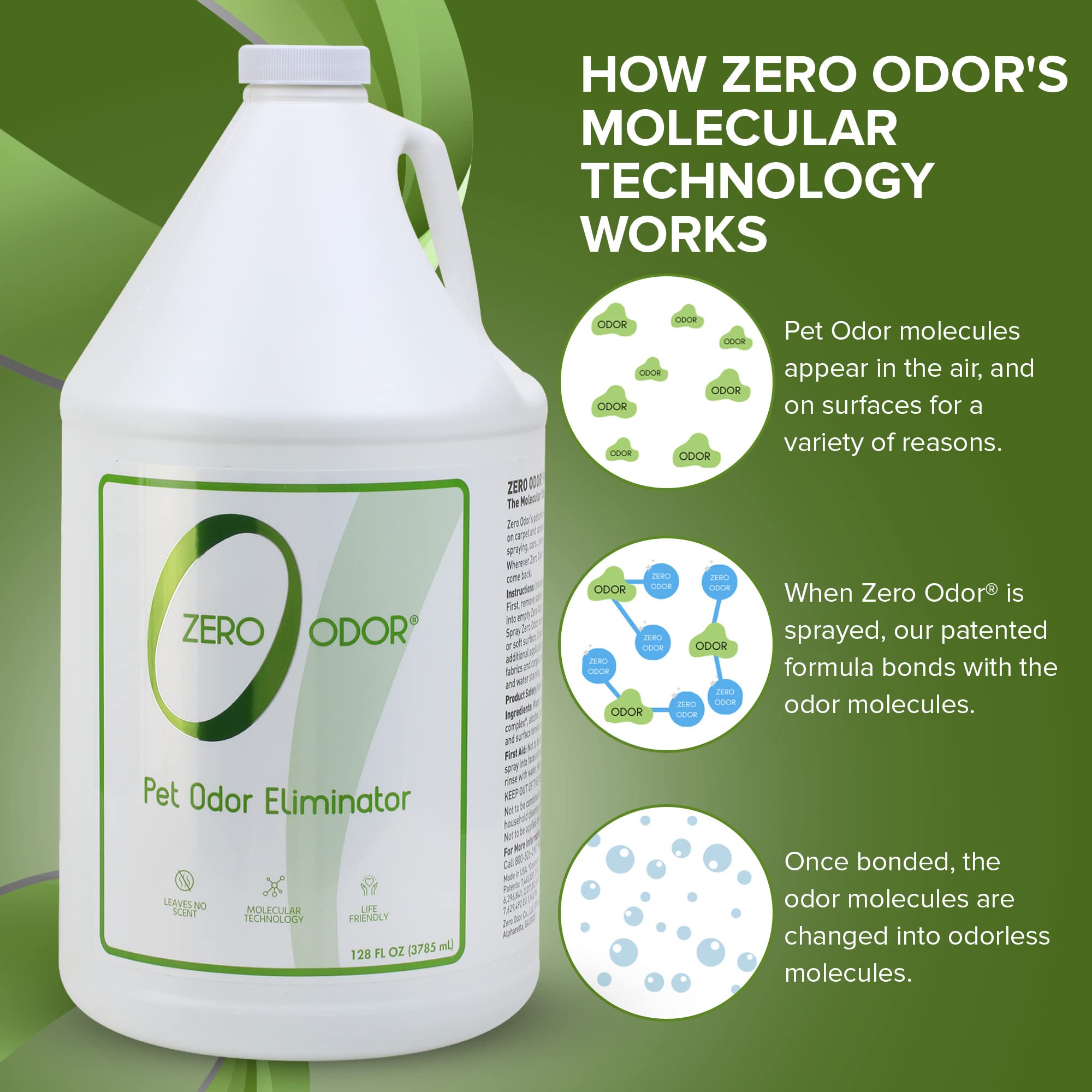 Zero Odor élimine les odeurs de voiture sans résidu parfumé.