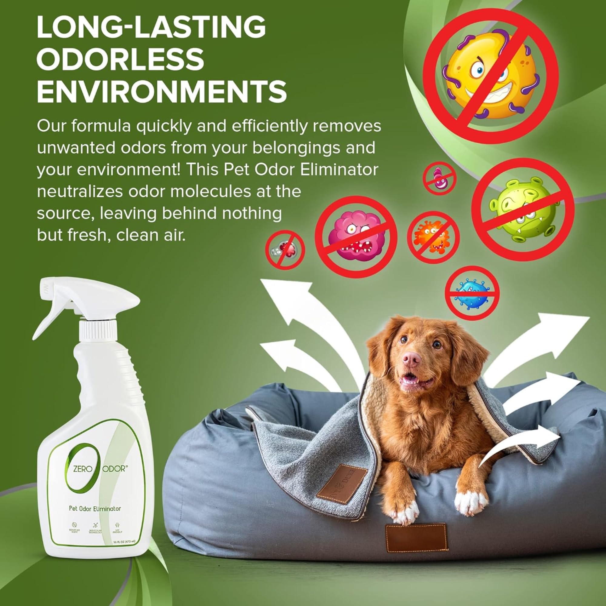 Zero Odor, formule biodégradable, respectueuse de l’environnement.