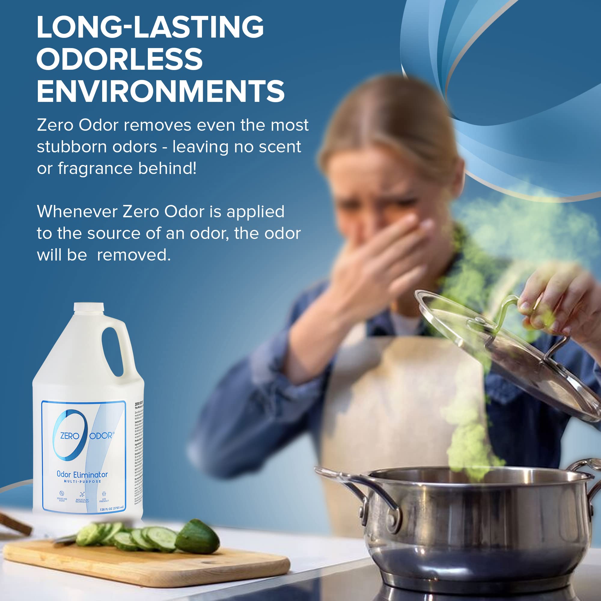 Zero Odor: sans blanchiment ni chlore, sûr sur surfaces et dans l'air.