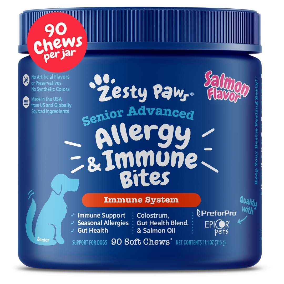 Zesty Paws Allergy Relief friandises molles pour chiens seniors soutenant peau et immunité