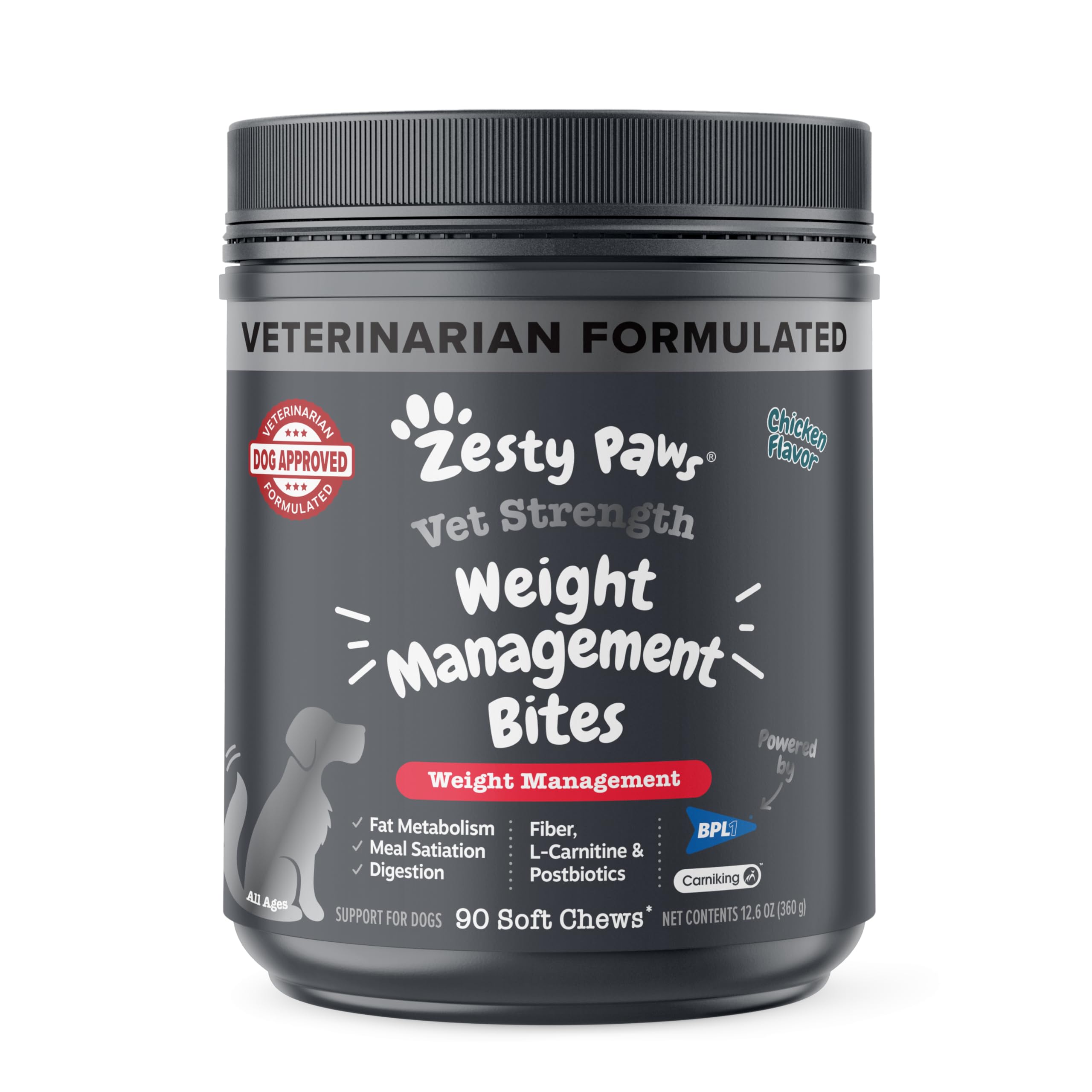 Zesty Paws Bouchées Gestion Poids Chien – emballage pratique, facile à ranger.