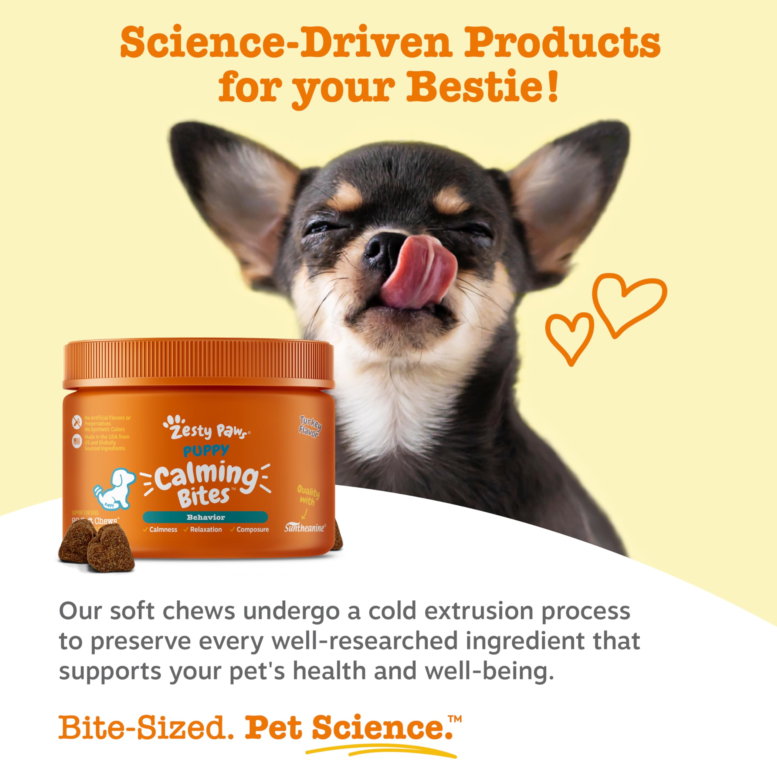 Zesty Paws Calming Chews – camomille biologique, soutien possible au bien‑être des chiots