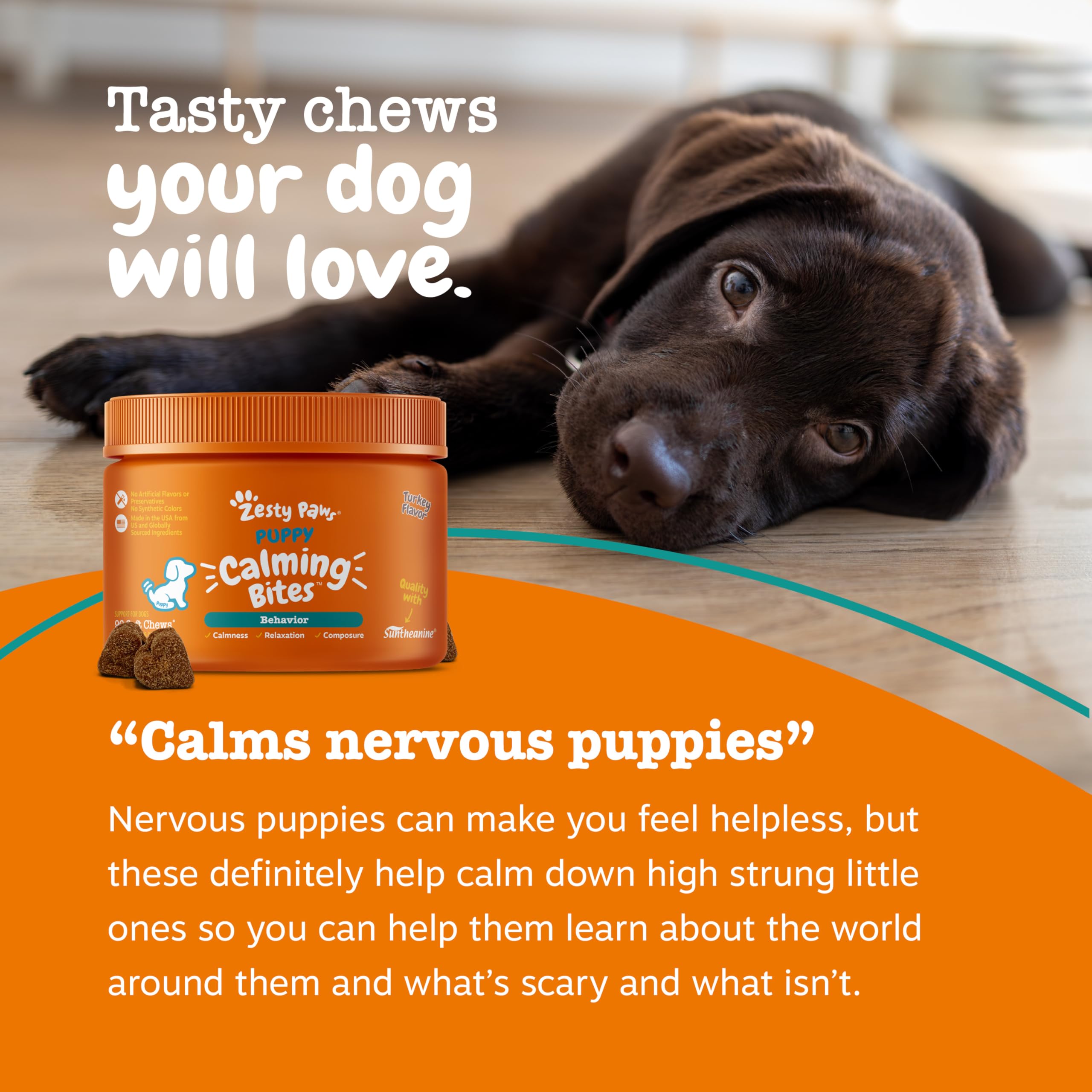 Zesty Paws Calming Chews – passiflore biologique pour favoriser le calme des chiots