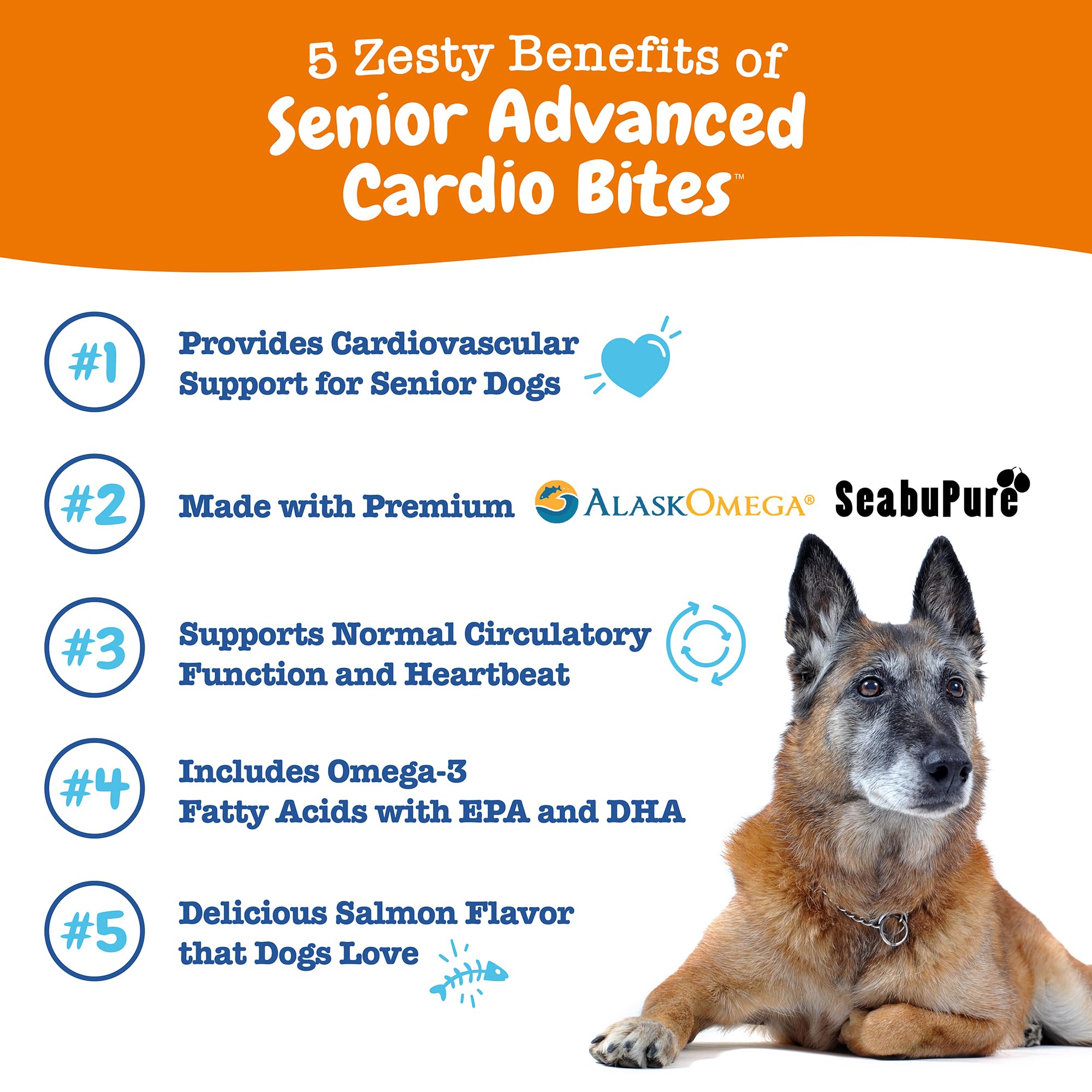 Gros plan sur bouchée molle Zesty Paws Cardio Bites, soutien potentiel.